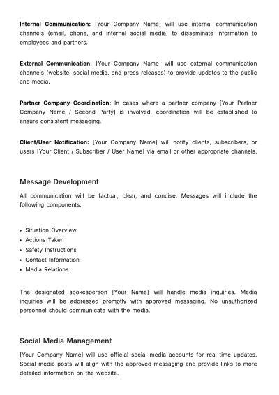 Free Emergency Media Communication Plan Template to Edit Online