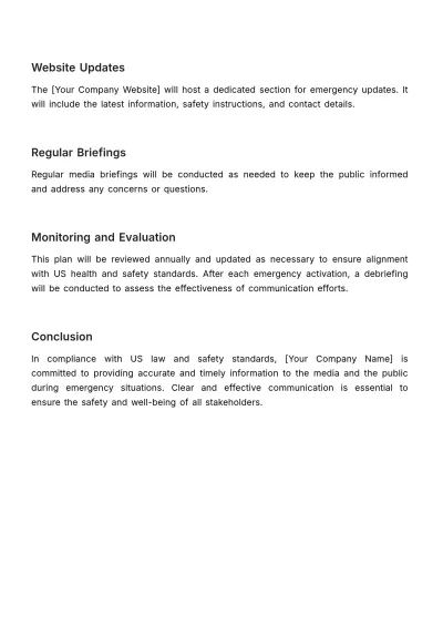 Free Emergency Media Communication Plan Template to Edit Online