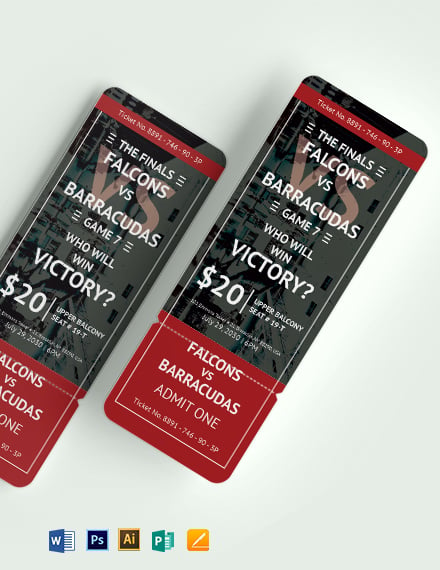 8  Sporting Event Ticket Templates AI Pages Indesign PSD MS Word