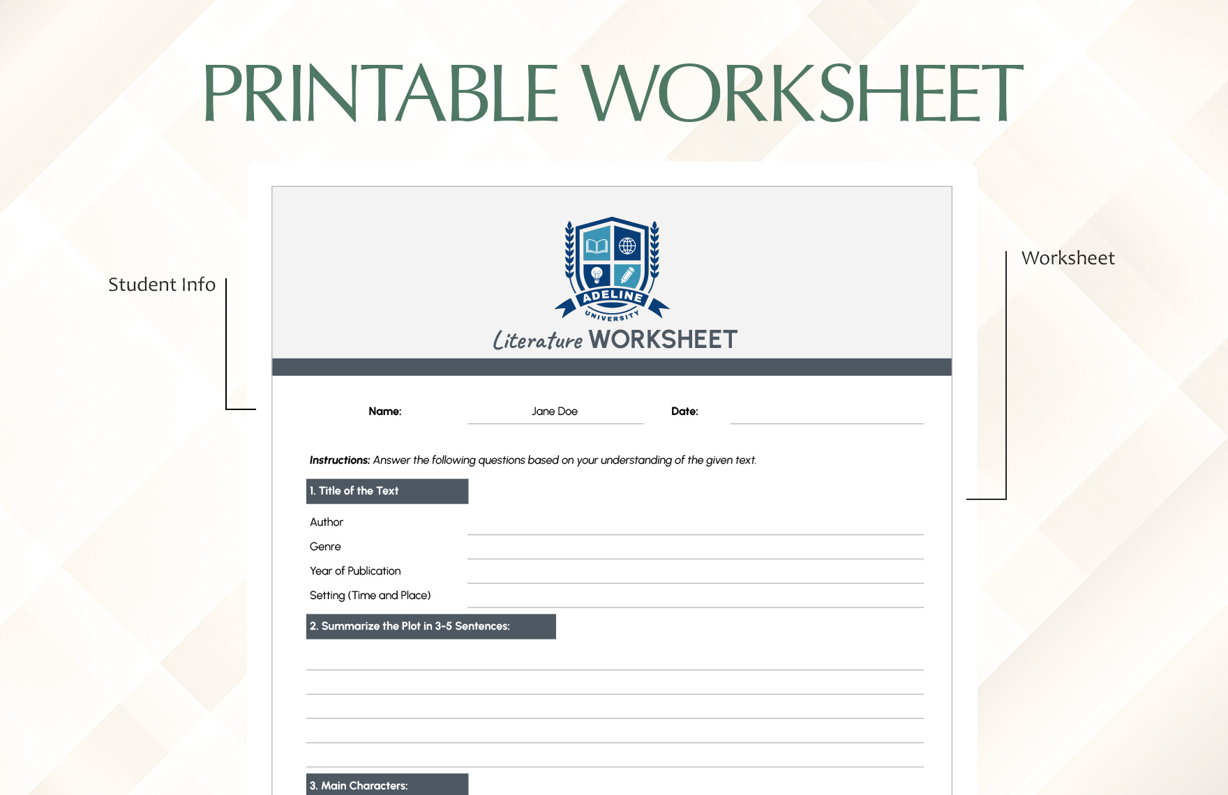 Printable Worksheet Template