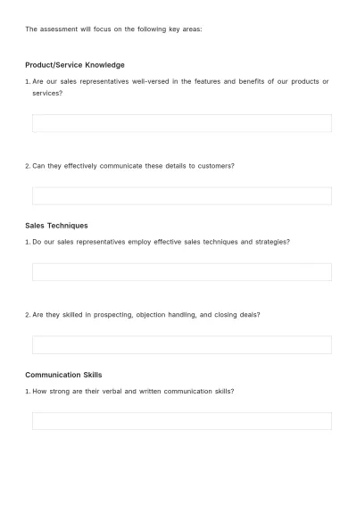 Free Sales Training Needs Assessment Template to Edit Online