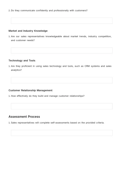 Free Sales Training Needs Assessment Template to Edit Online