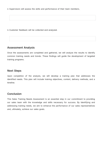 Free Sales Training Needs Assessment Template to Edit Online