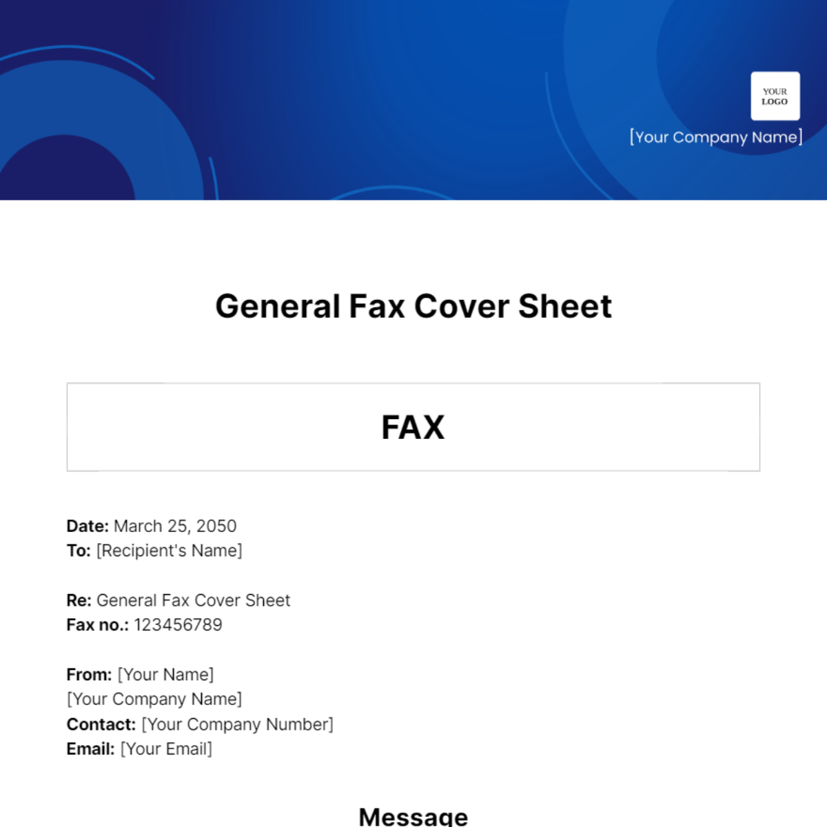 General Fax Cover Sheet