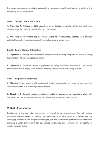 Free Workplace Occupational Health and Safety Strategic Plan Template to Edit Online