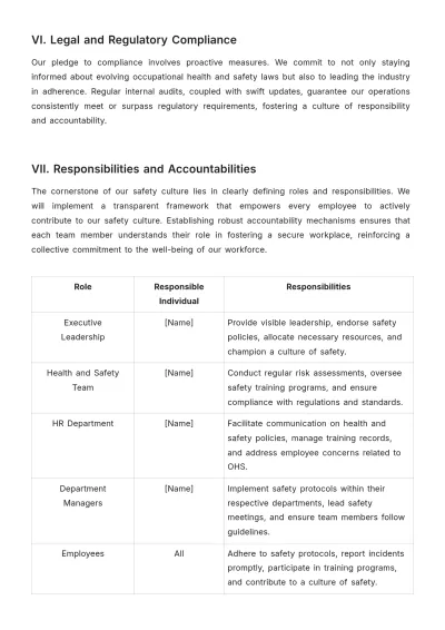 Free Workplace Occupational Health and Safety Strategic Plan Template to Edit Online