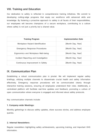 Free Workplace Occupational Health and Safety Strategic Plan Template to Edit Online