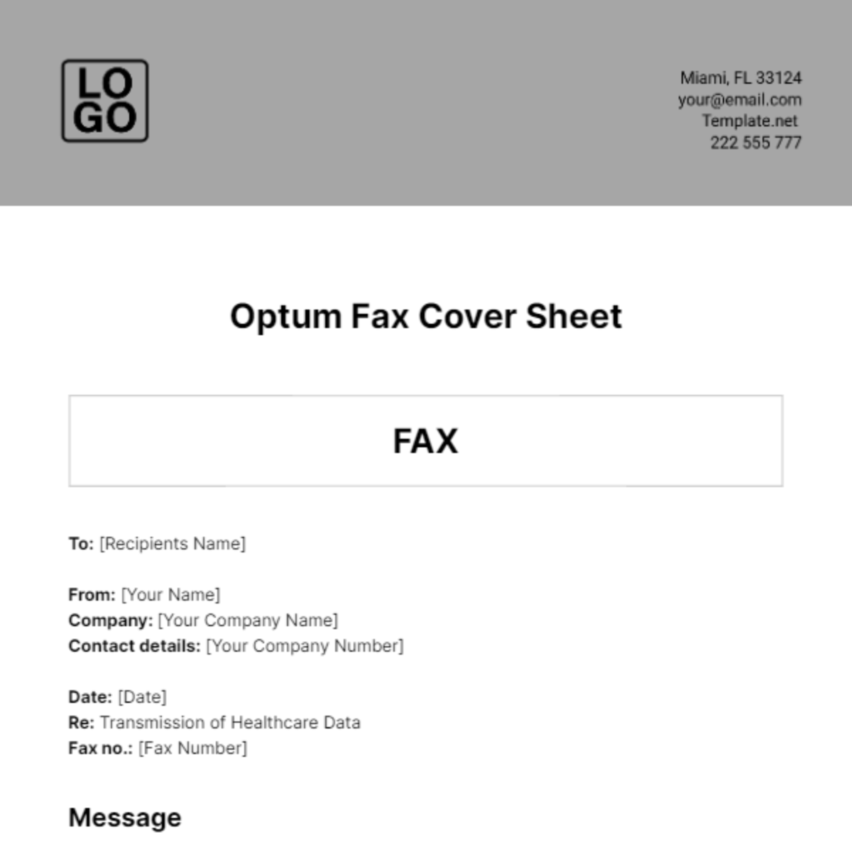 Optum Fax Cover Sheet