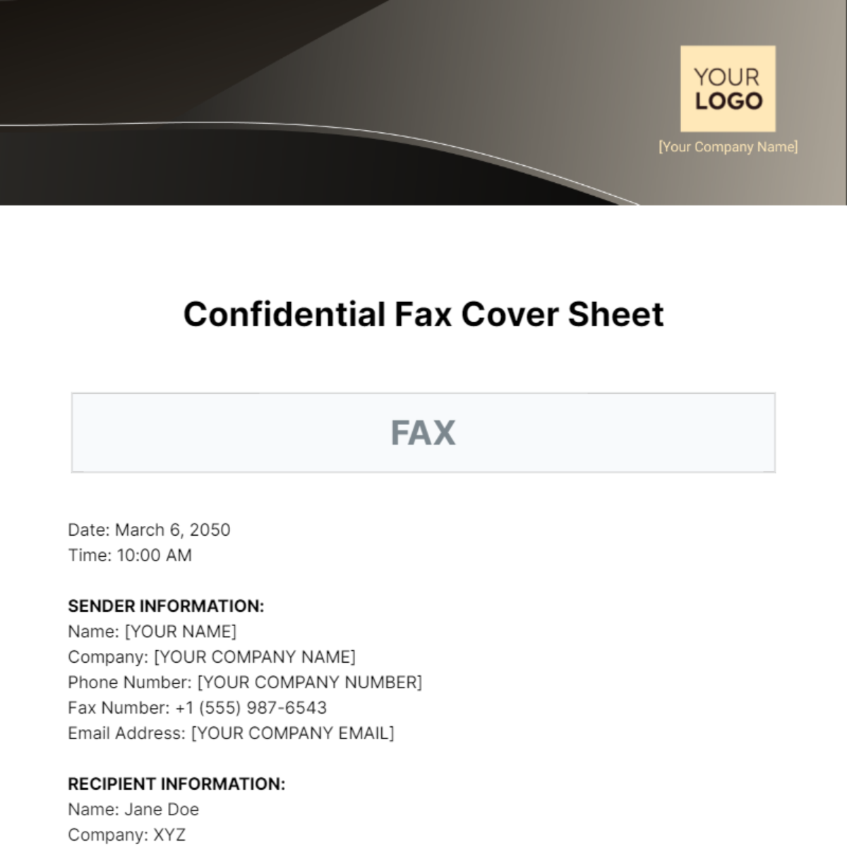 Confidential Fax Cover Sheet