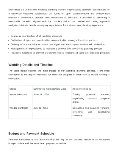 Free Sample Event Brief for Wedding Template to Edit Online