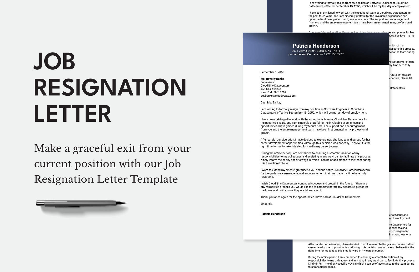 Job Resignation Letter in Word, Google Docs, PDF, Apple Pages, Outlook
