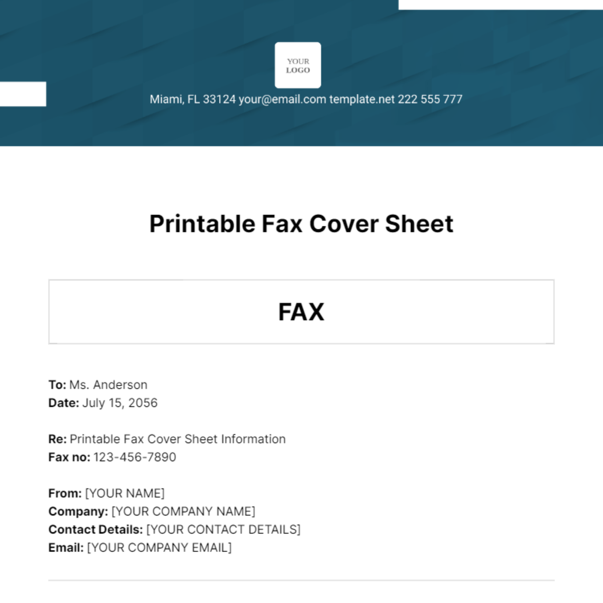 Editable Fax Sheet - Edit Online & Download Example 