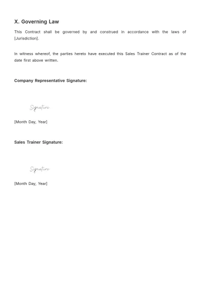 Free Sales Trainer Contract Template to Edit Online
