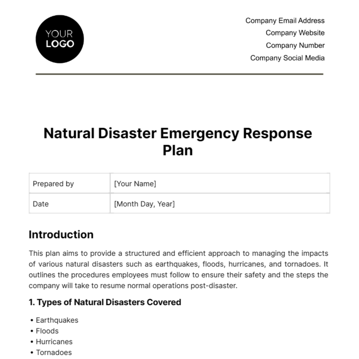 Evacuation Emergency Plan Template - Edit Online & Download Example ...