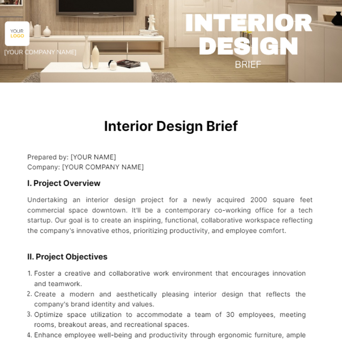 Interior Design Brief Template