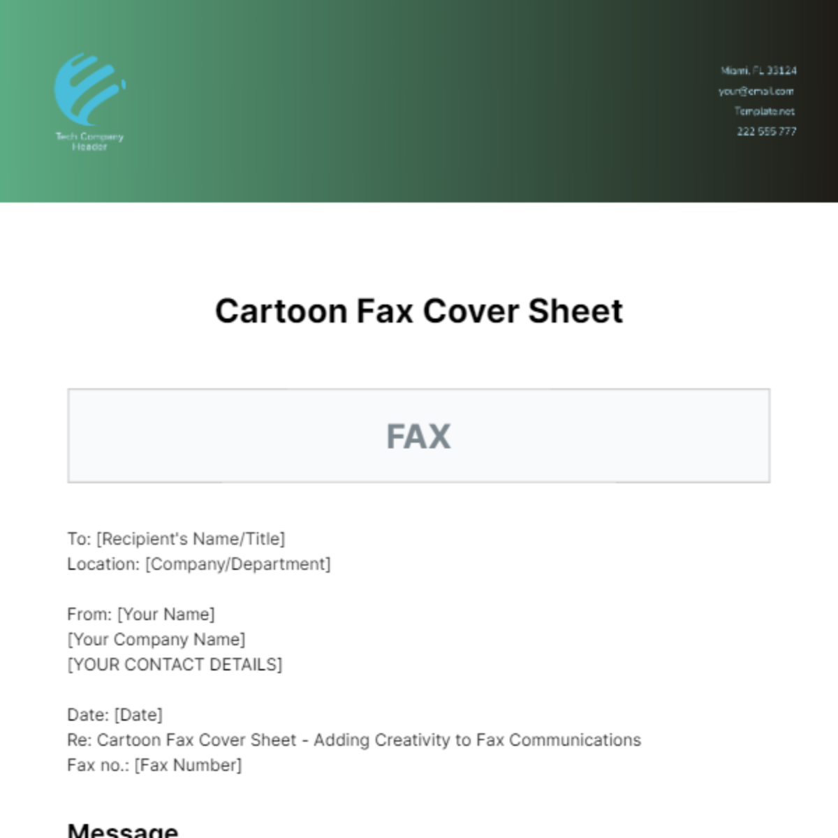 Cartoon Fax Cover Sheet