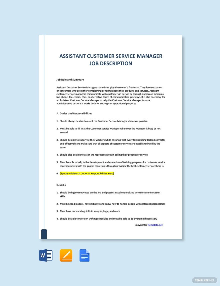 Job Analysis Of A Customer Service Manager