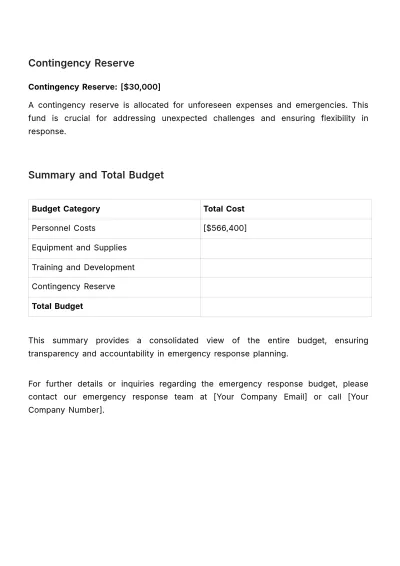 Free Emergency Response Budget Template to Edit Online