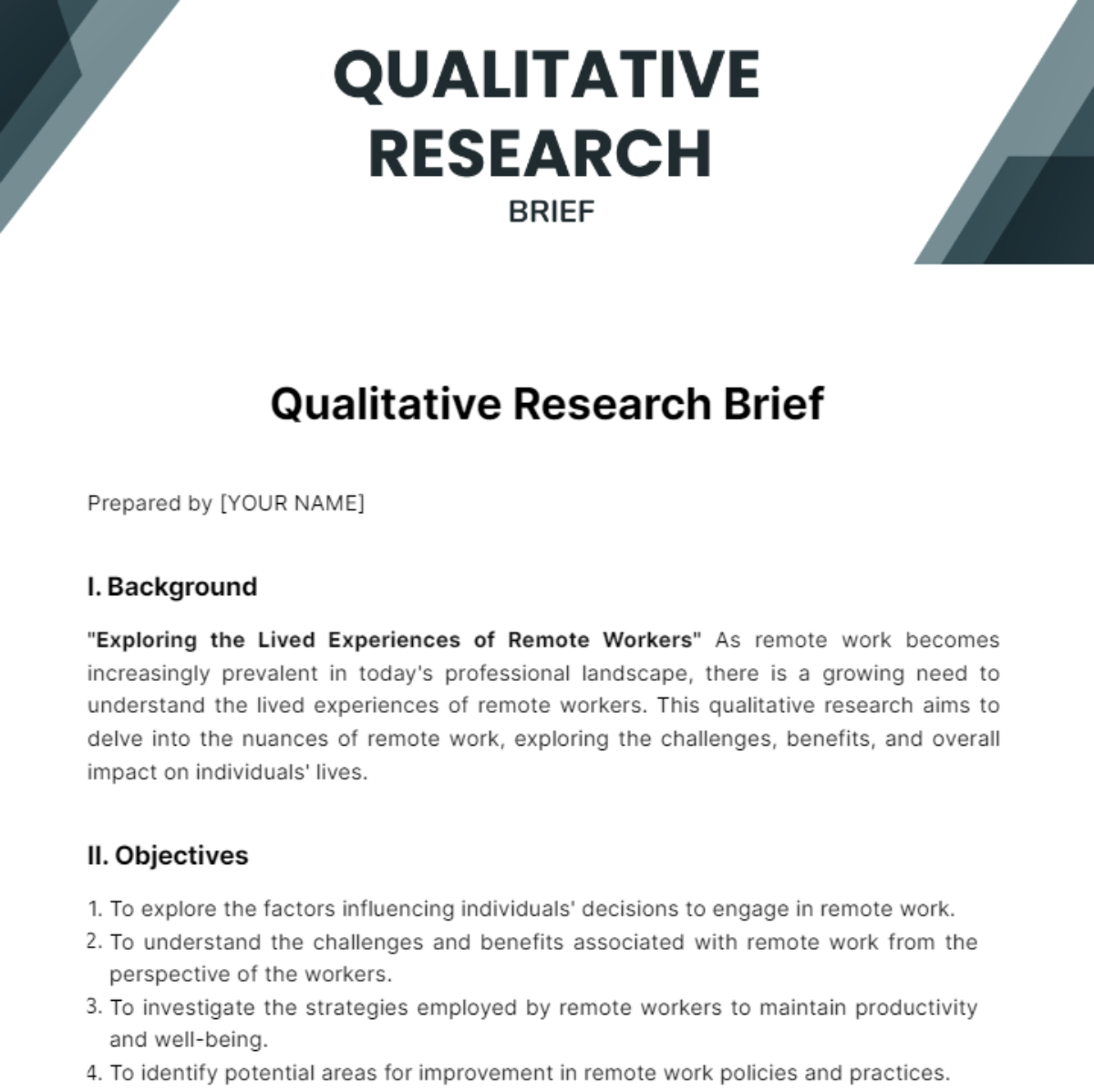 Qualitative Research Brief Template