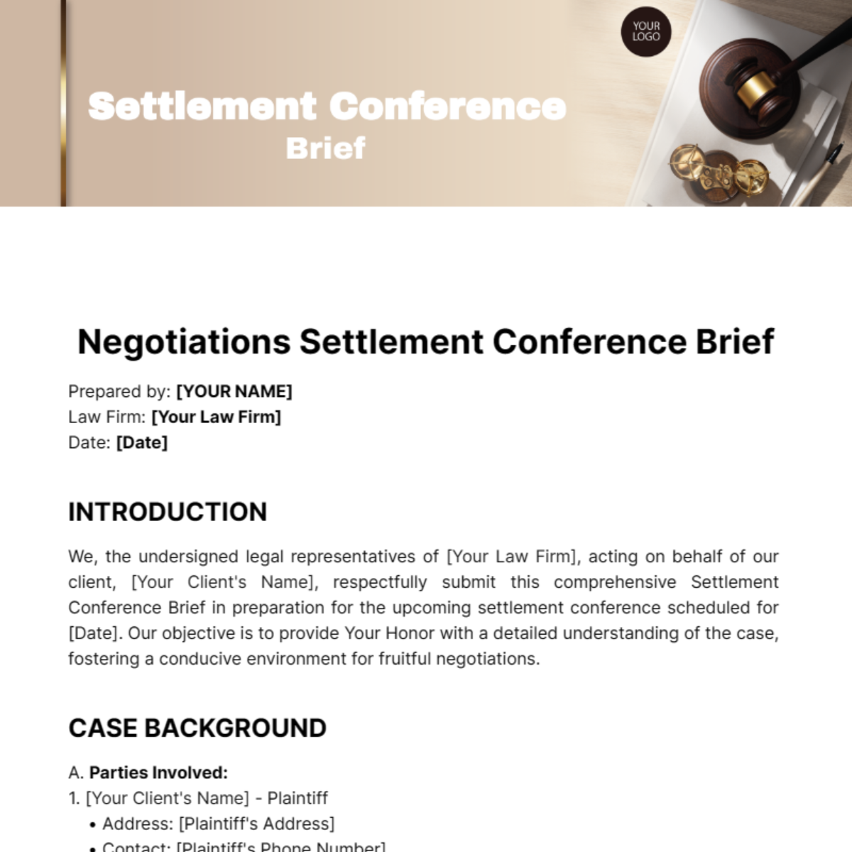 Settlement Conference Brief Template - Edit Online & Download