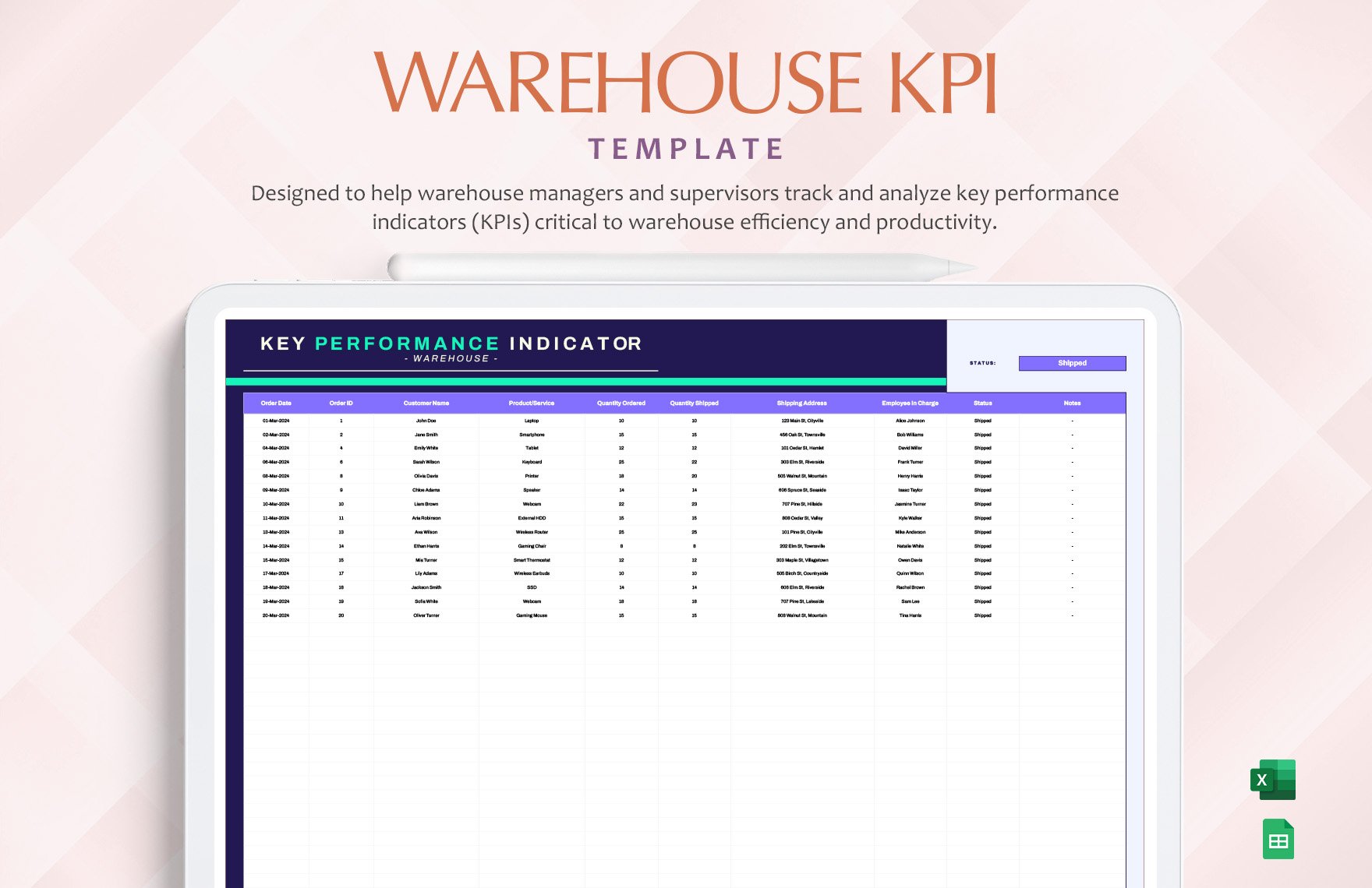 Warehouse KPI Template