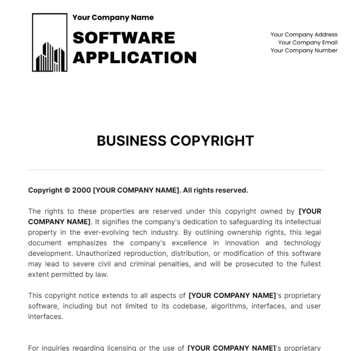 Business Copyright Template