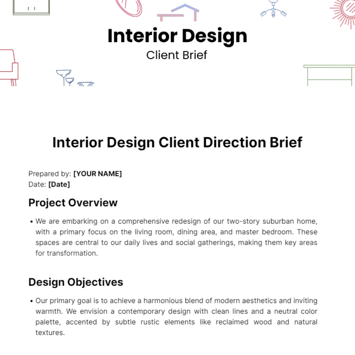 Interior Design Client Brief Template - Edit Online & Download