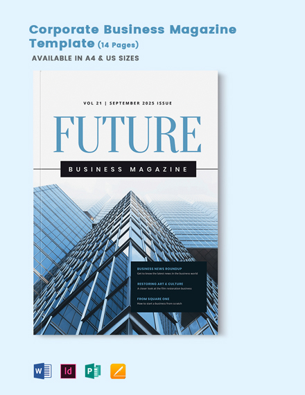 Corporate Business Magazine Template - InDesign, Word, Apple Pages, Publisher