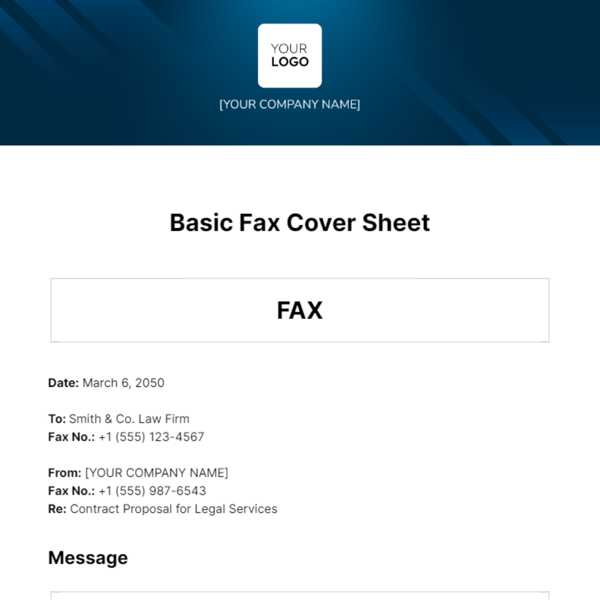 Basic Fax Cover Sheet