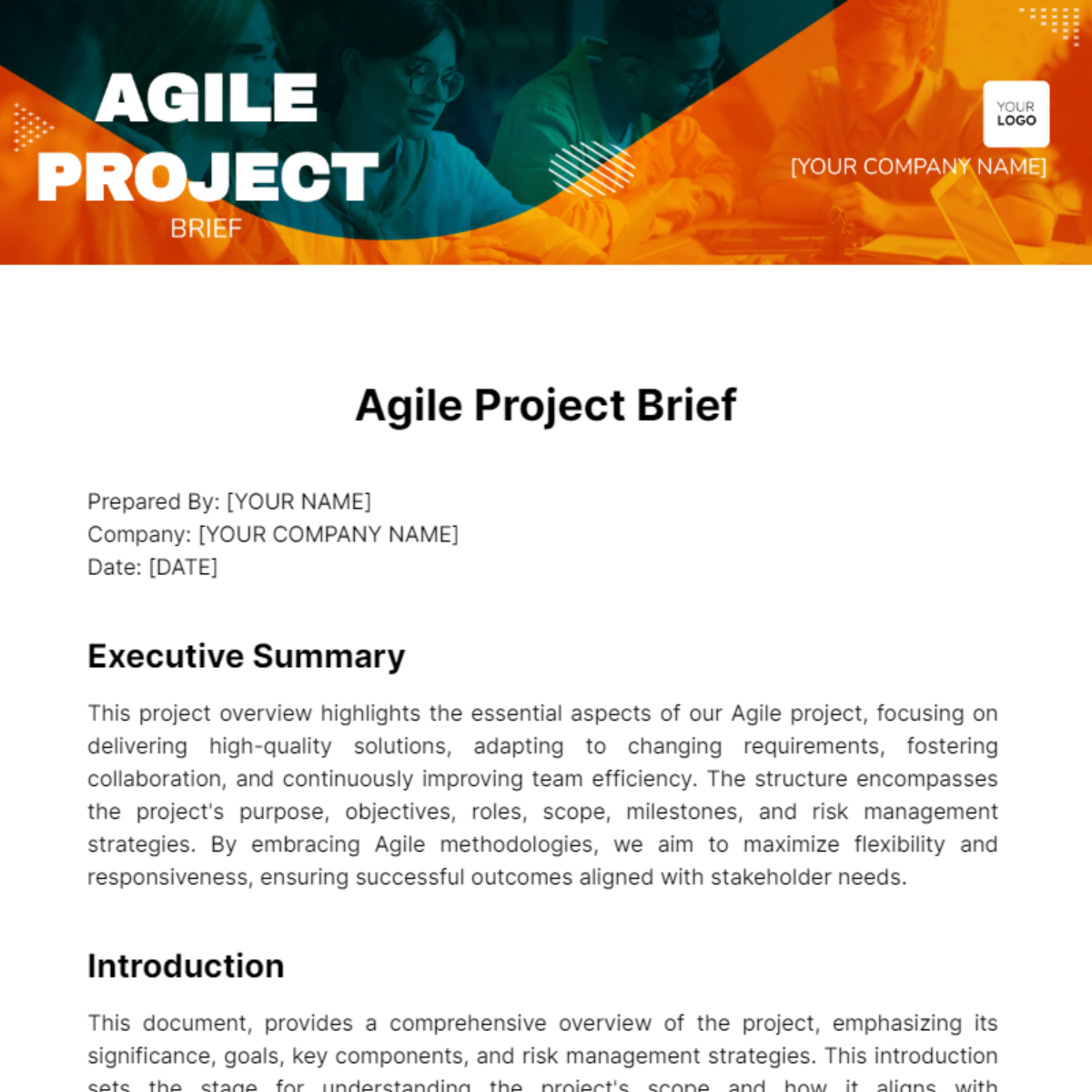 Agile Project Brief Template