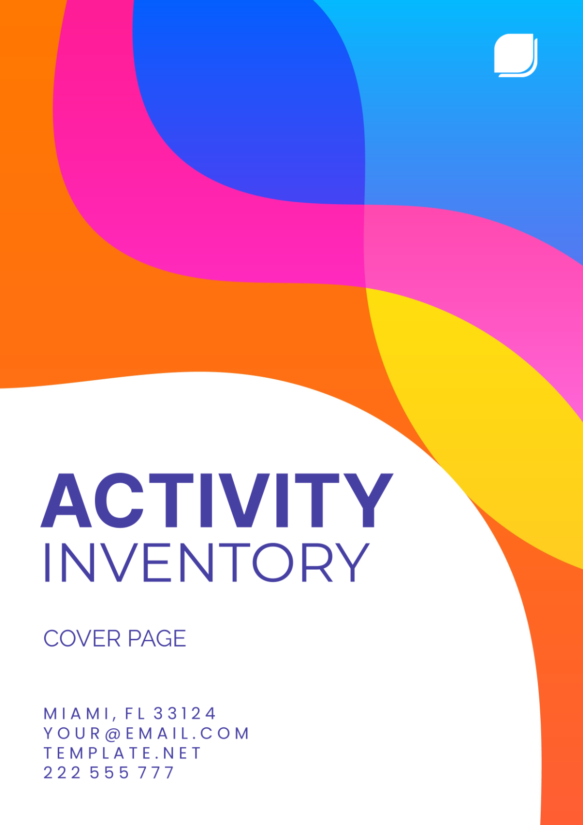 Activity Inventory Cover Page Template