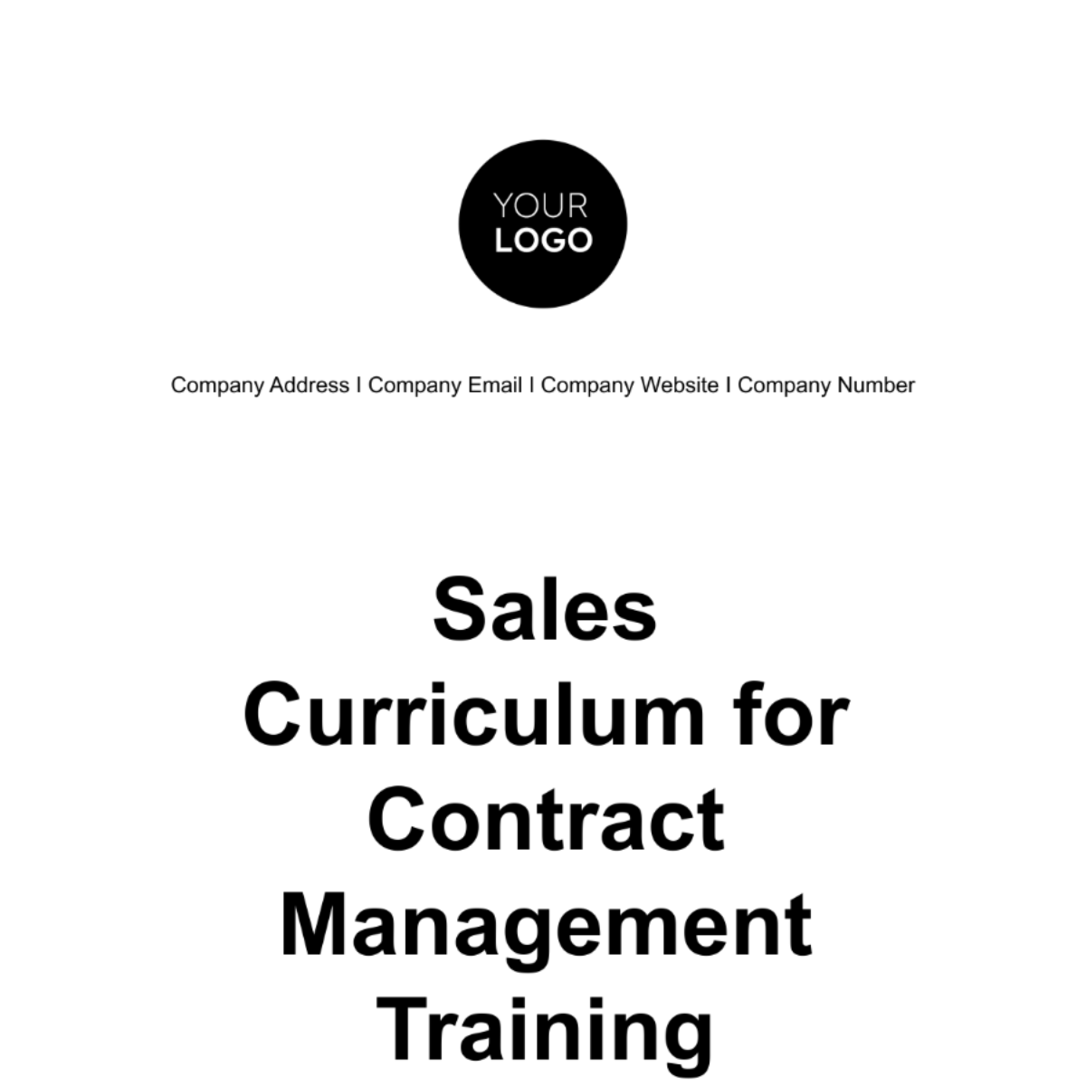 Sales Curriculum for Contract Management Training Template