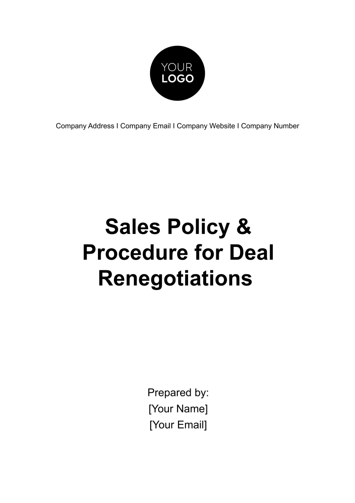 Sales Policy & Procedure for Deal Renegotiations Template