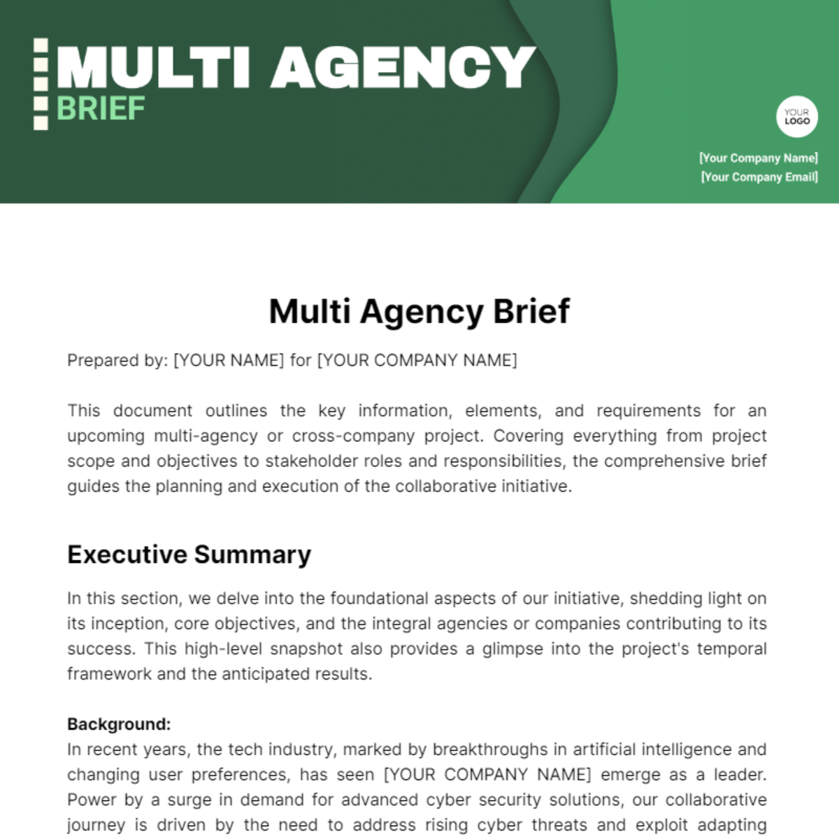 Multi Agency Brief Template - Edit Online & Download