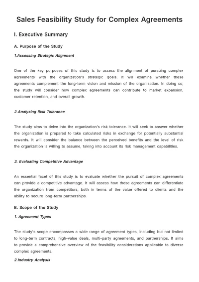 Free Sales Feasibility Study for Complex Agreements Template to Edit Online
