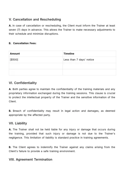 Free Health & Safety Training Agreement Template to Edit Online