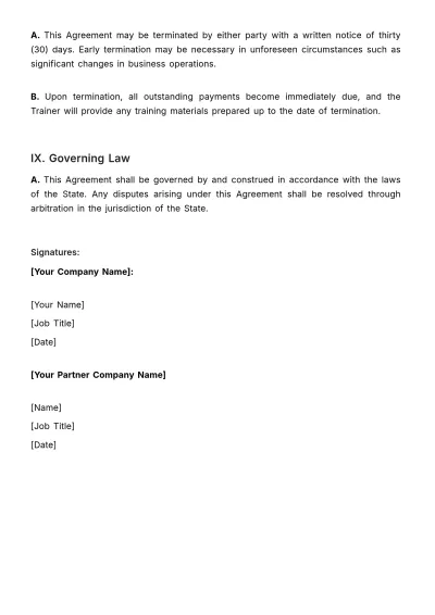 Free Health & Safety Training Agreement Template to Edit Online