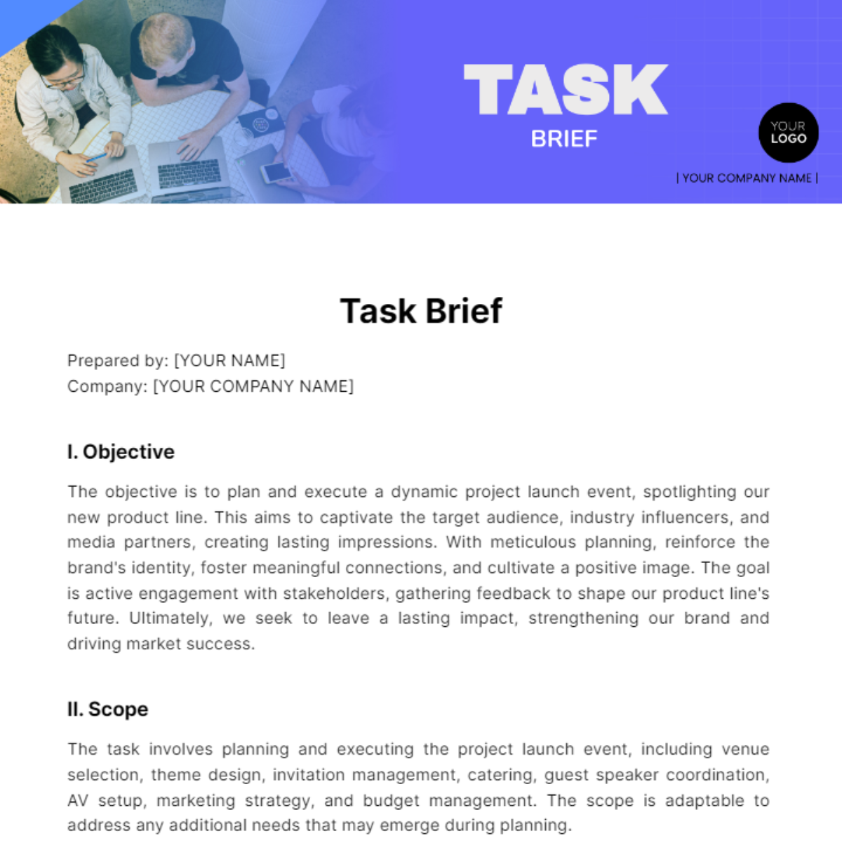 Task Brief Template