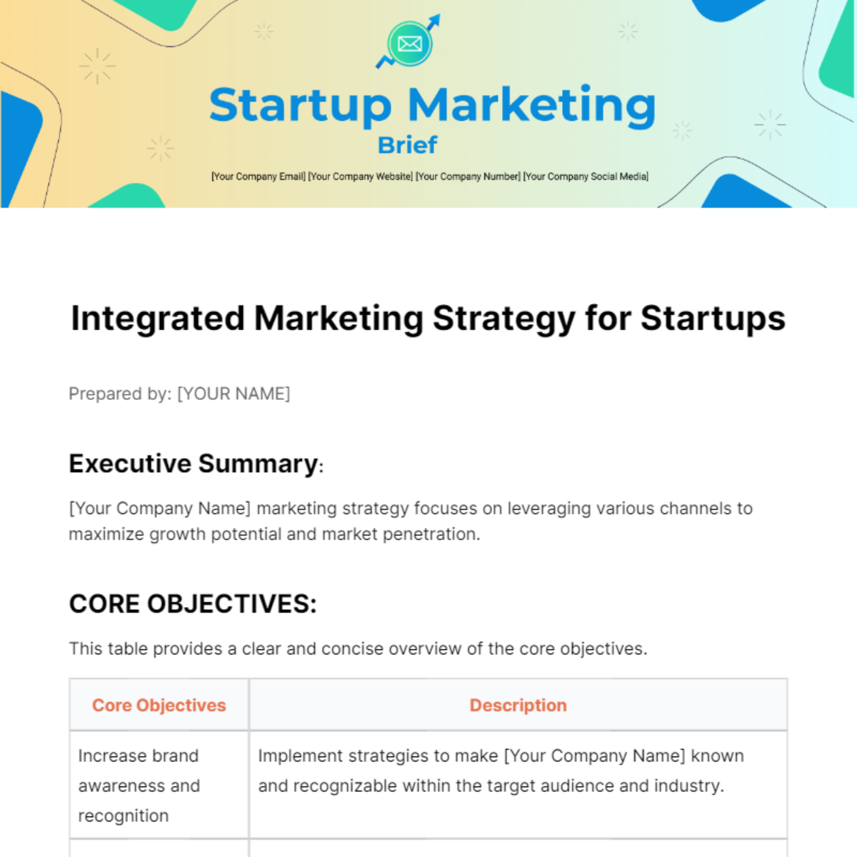 Startup Marketing Brief Template - Edit Online & Download