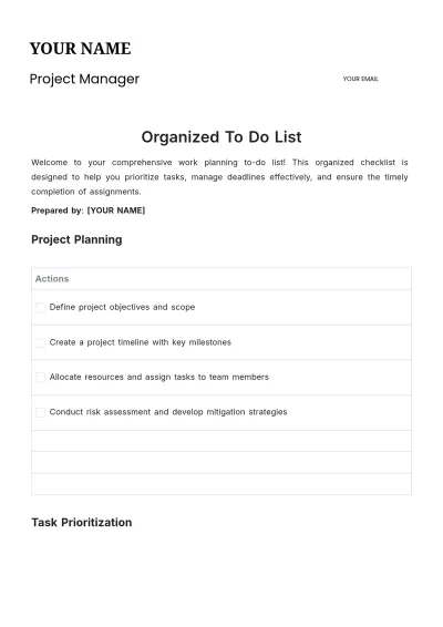 Free Organized To Do List Template to Edit Online