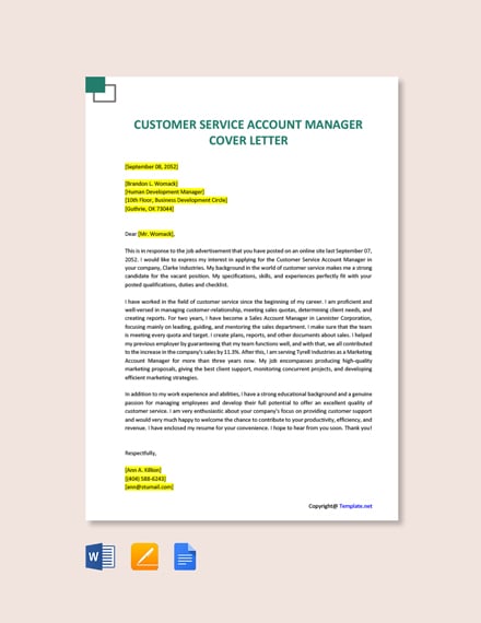 Customer Service Officer Cover Letter Template Google Docs Word
