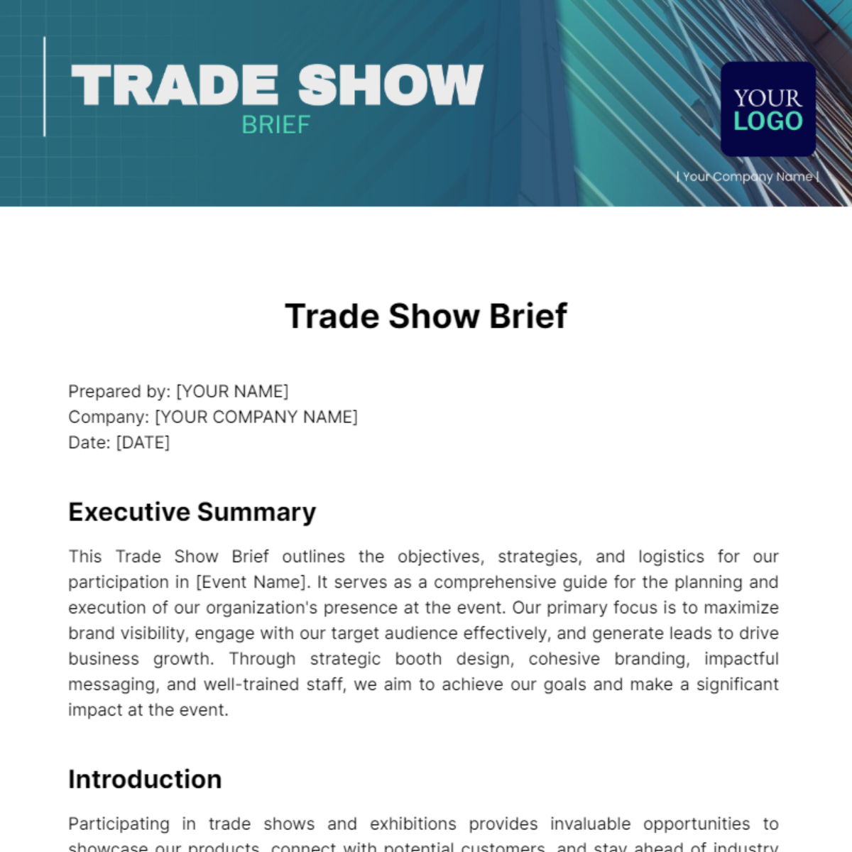 Trade Show Brief Template