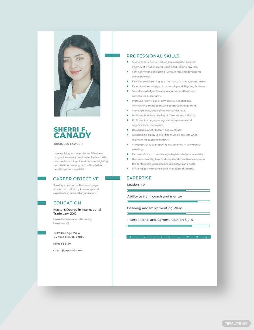 Business Lawyer Resume Template