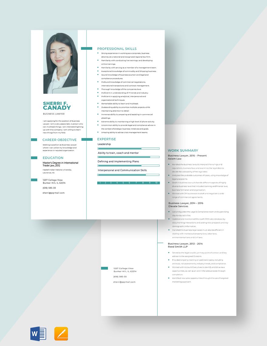 Business Lawyer Resume