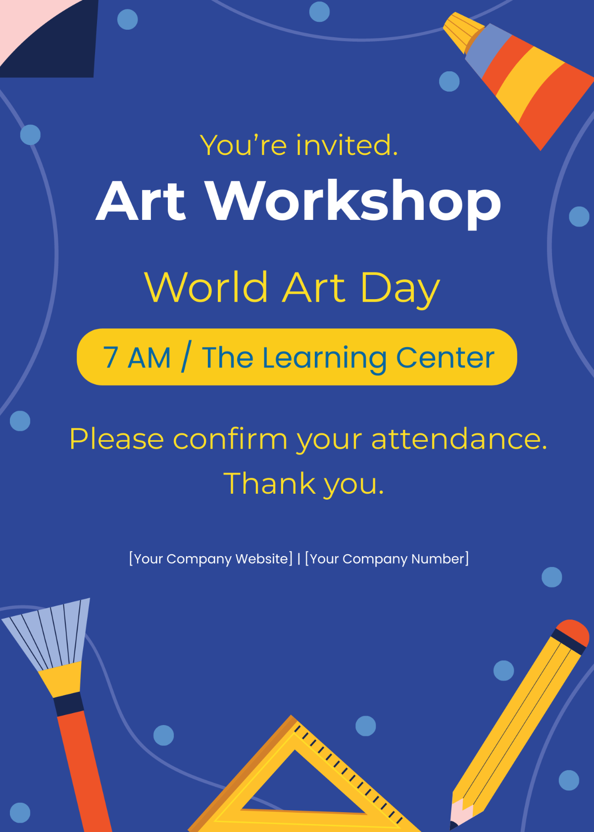 World Art Day Invitation Card Template