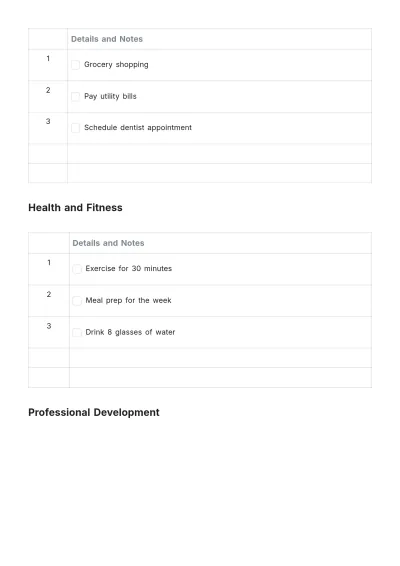 Free Comprehensive To Do List Template to Edit Online