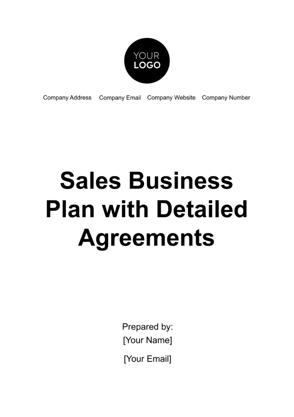 Free Sales Business Plan with Detailed Agreements Template