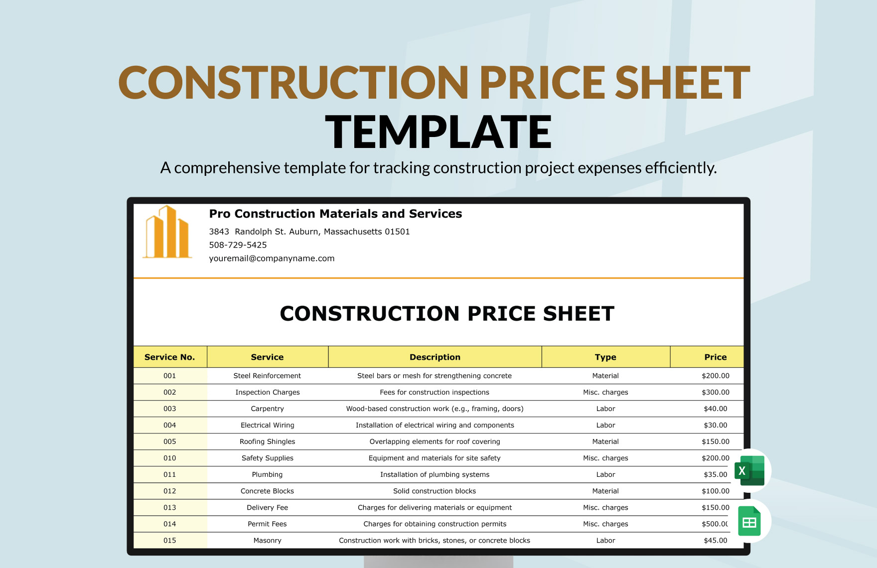 Editable Price Sheet Templates In Excel To Download
