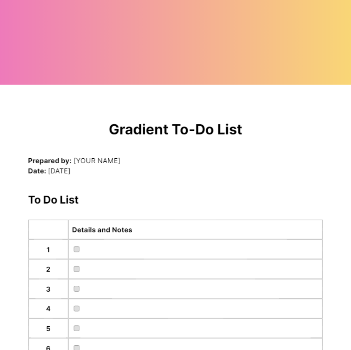 To Do Example Morning To Do List Template - Edit Online & Download Example | Template.net