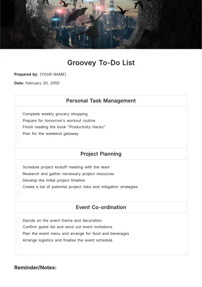 Free Groovy To Do List Template to Edit Online